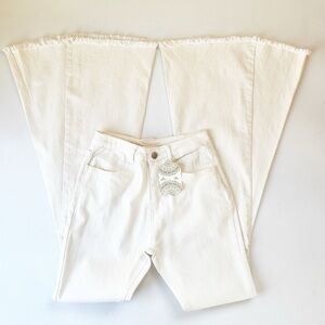 Altar'd State Tennley High Rise White Flare Bell Bottom Jeans 34” Inseam